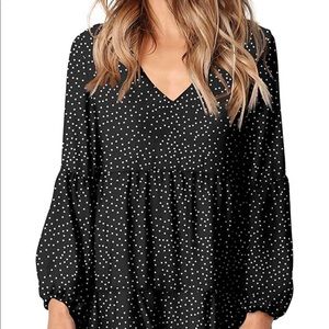 Women Summer Tunic Dress V Neck Casual Loose Flowy Swing Shift Dress NWT Size L